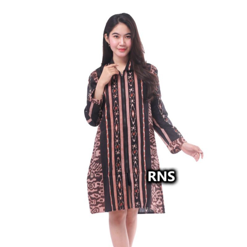 Batik Couple keluarga sania ruffle ori ndoro jowi dnt Motif Songket Coklat-Tunik