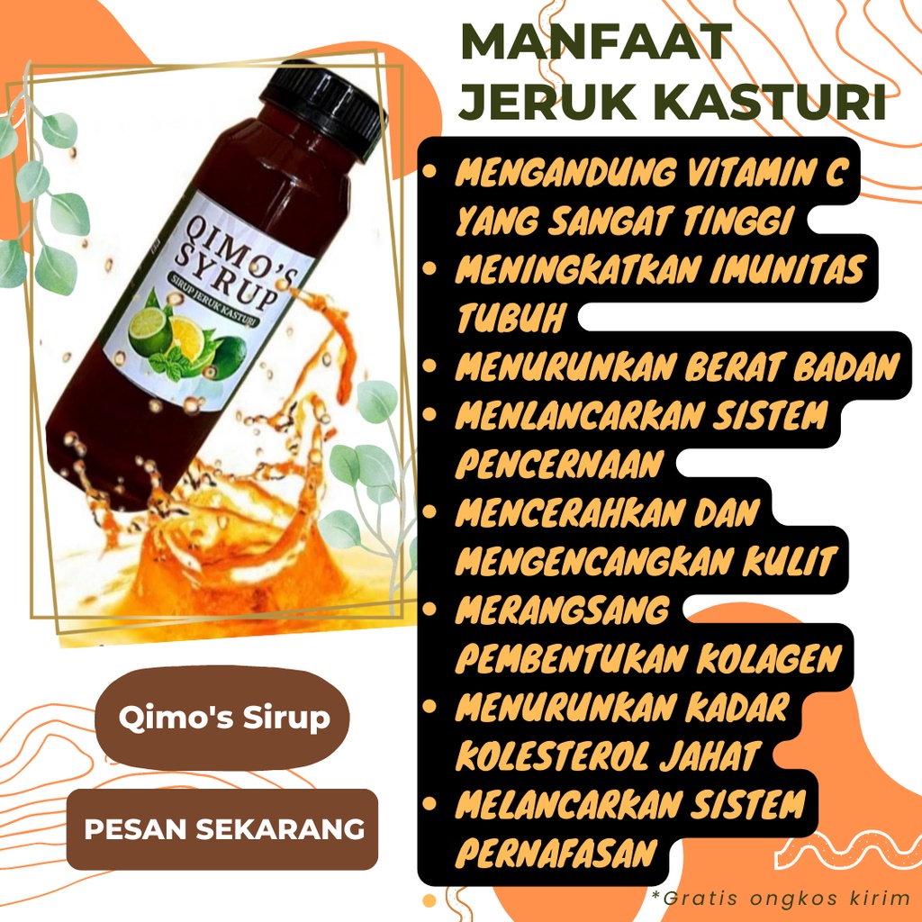 

Qimo’s Sirup 1 liter - Sirup Jeruk Kasturi/ Sirup Kasturi/ Orange Syrup/ Sirup Orange/ Sirup Asli Pontianak/ Sirup Kastusi/ Sirup Buah Jeruk/ Sirup Sehat dan Alami