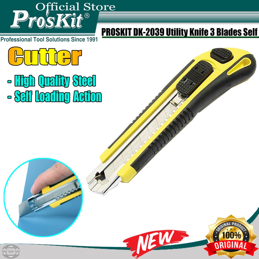 

Pro'sKit - Pisau Cutter Pro'sKit Dk-2039 Utility Knife (3 Blades Self Loading) Original