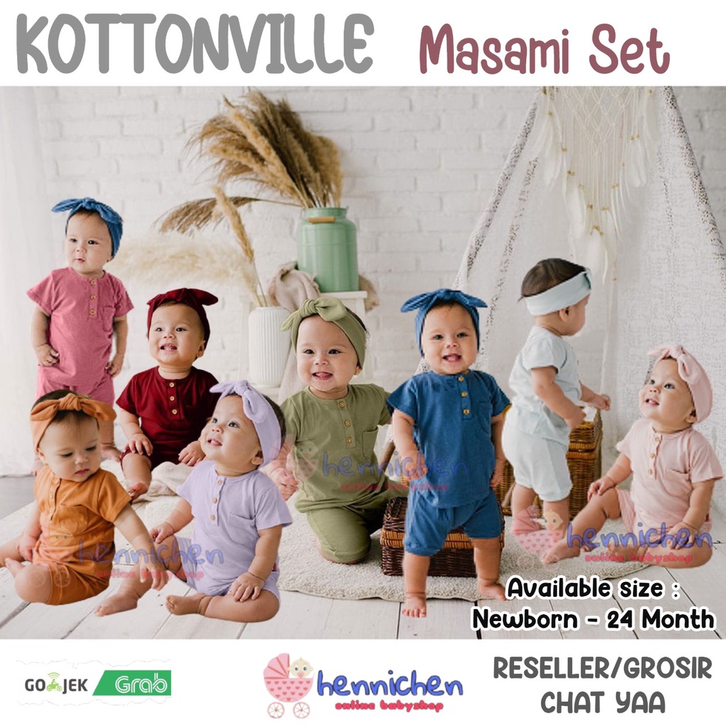 KOTTONVILLE SETELAN BAJU PENDEK ANAK PAKAIAN ANAK Takoyadkids Masami Set 0-24 Bulan