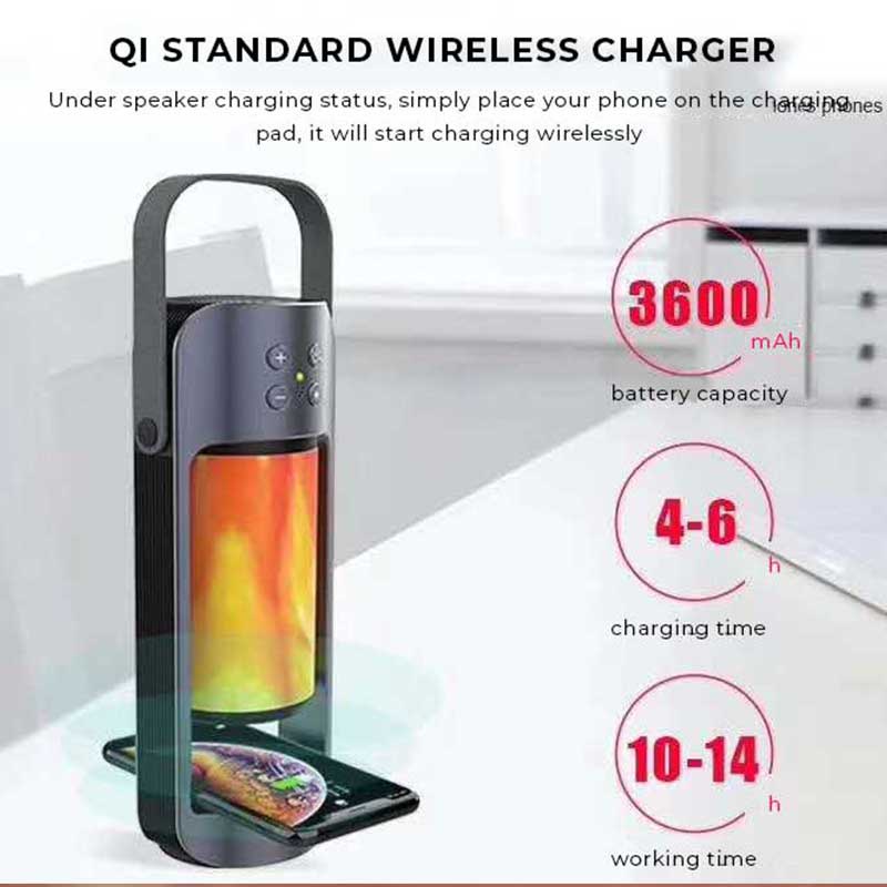 Alpha Flame Light Speaker Bluetooth Bass Multifungsi  Lampu Darurat Luar Ruangan dengan Fungsi Pengisian Daya Wireless Nirkabel