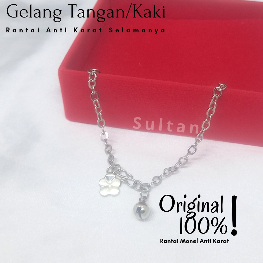 Gelang Tangan Gelang Kaki Anak dan Dewasa Monel Japan Stainless Anti Karat Bunga &amp; Bola