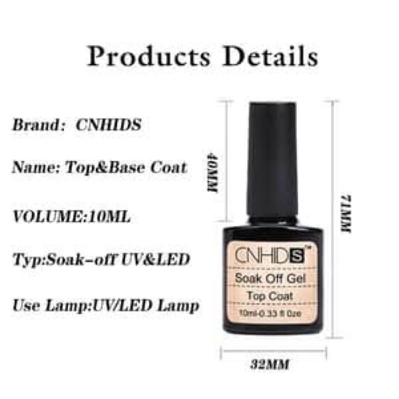 CNHIDS Lulaa top coat base coat 10ml soak off uv led gel polish kutek gel dasar top coat