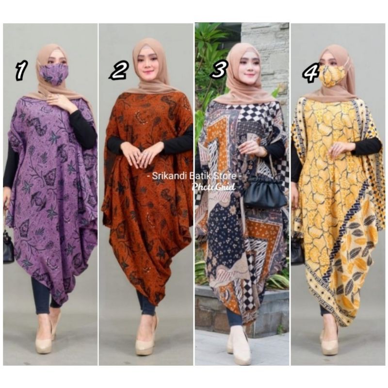 Kaftan Batik Paris Asimetris Kaftan Paris Premium Batik Warna Ungu Batik Solo Original