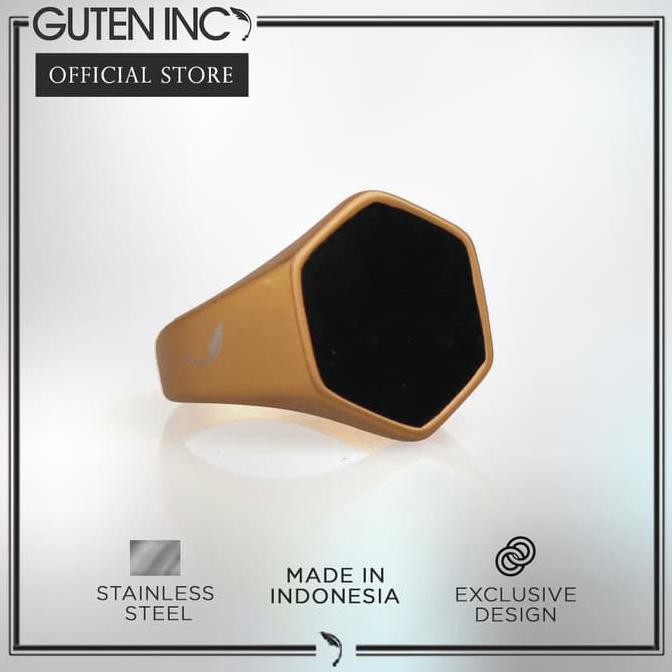 GUTEN INC - Ring Liberty Gold Matte (Cincin Pria/Cowok) - Emas, 10 DISKON