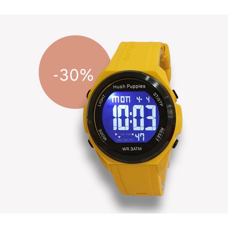 JAM TANGAN HUSH PUPPIES RUBBER STRAP DIGITAL WATER RESIST