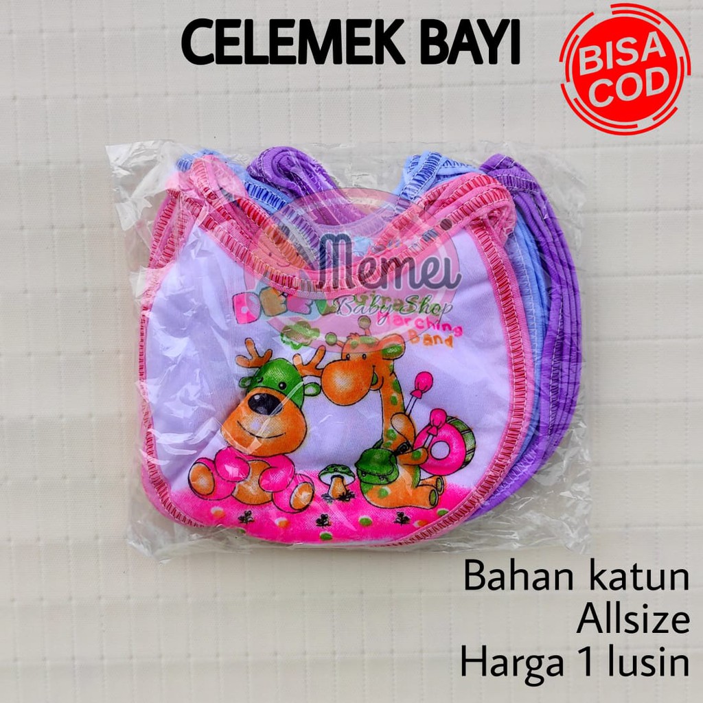 1 LUSIN (12 pcs) Celemek bayi halus lembut TERMURAH