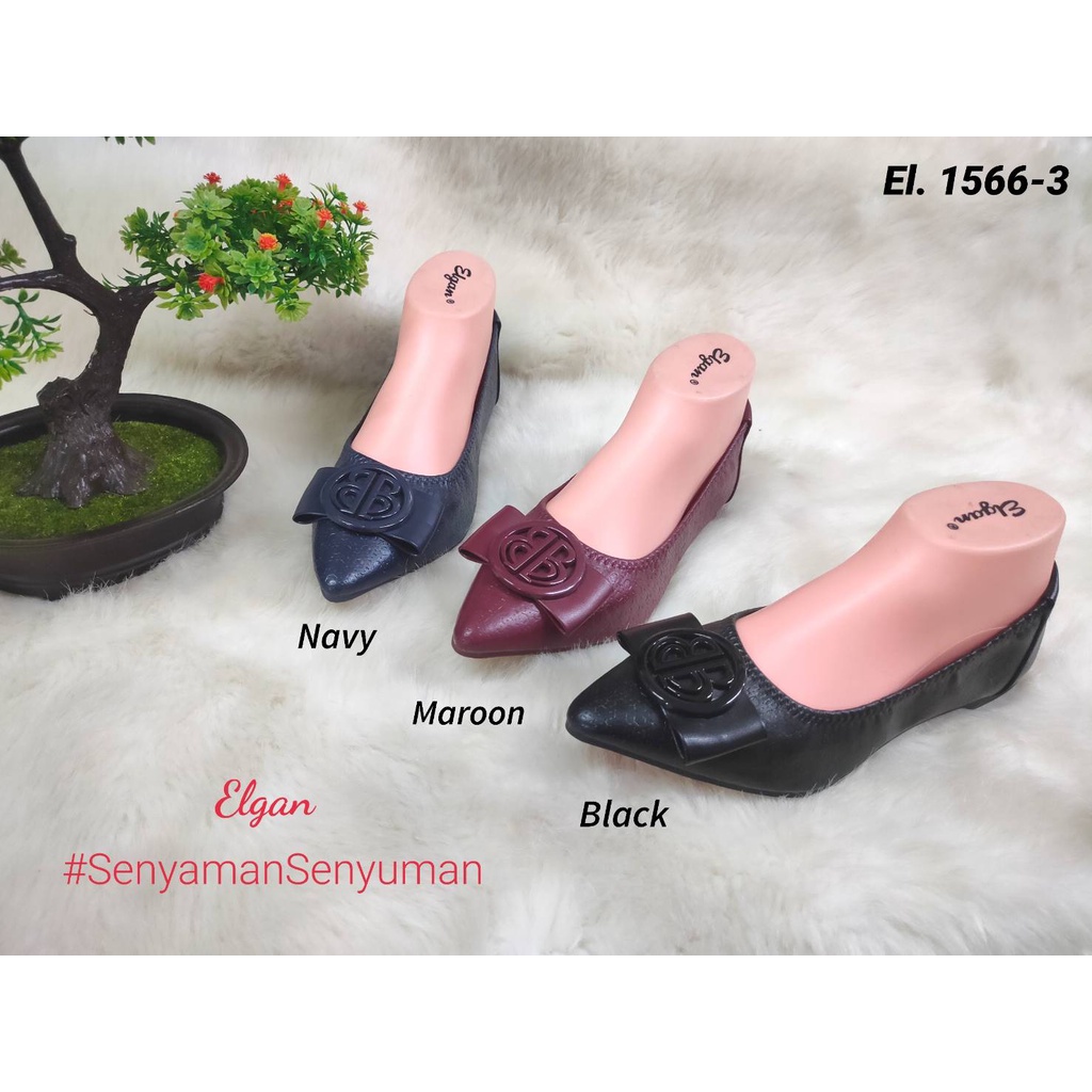 SEPATU PANSUS KULIT FANTASI PITA BESAR FLAT SLIP ON / SEPATU JALAN WANITA SEPATU KERJA ELGAN #1566-3