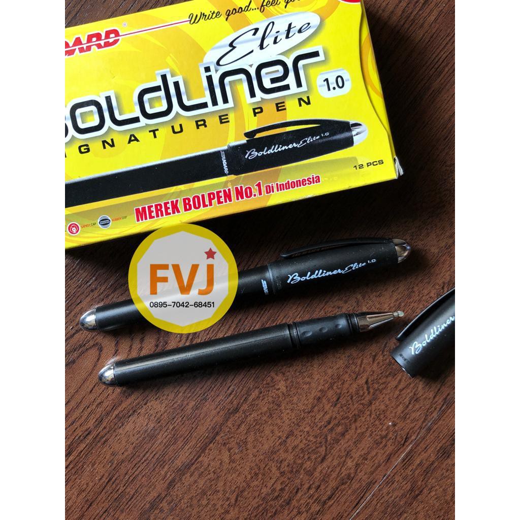 

12 PCS - 1 lusin Ball Point BoldLiner Elite 1.0 / Bolpen Pulpen STANDARD - Hitam