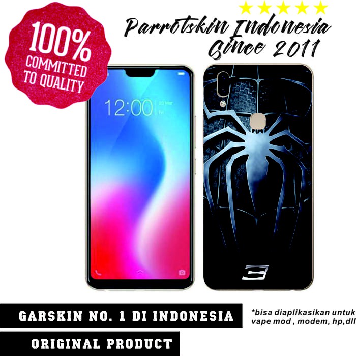 Garskin Skin Vivo V9 Spiderman Black case Bisa custom