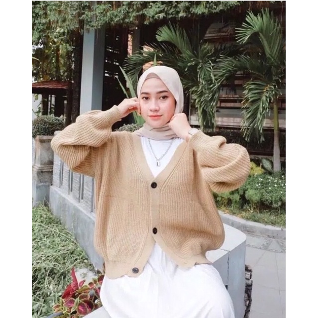 Nakara Cardigan Rajut Premium / Cardigan Rajut Wanita / Cardy Oversize Lengan Balon