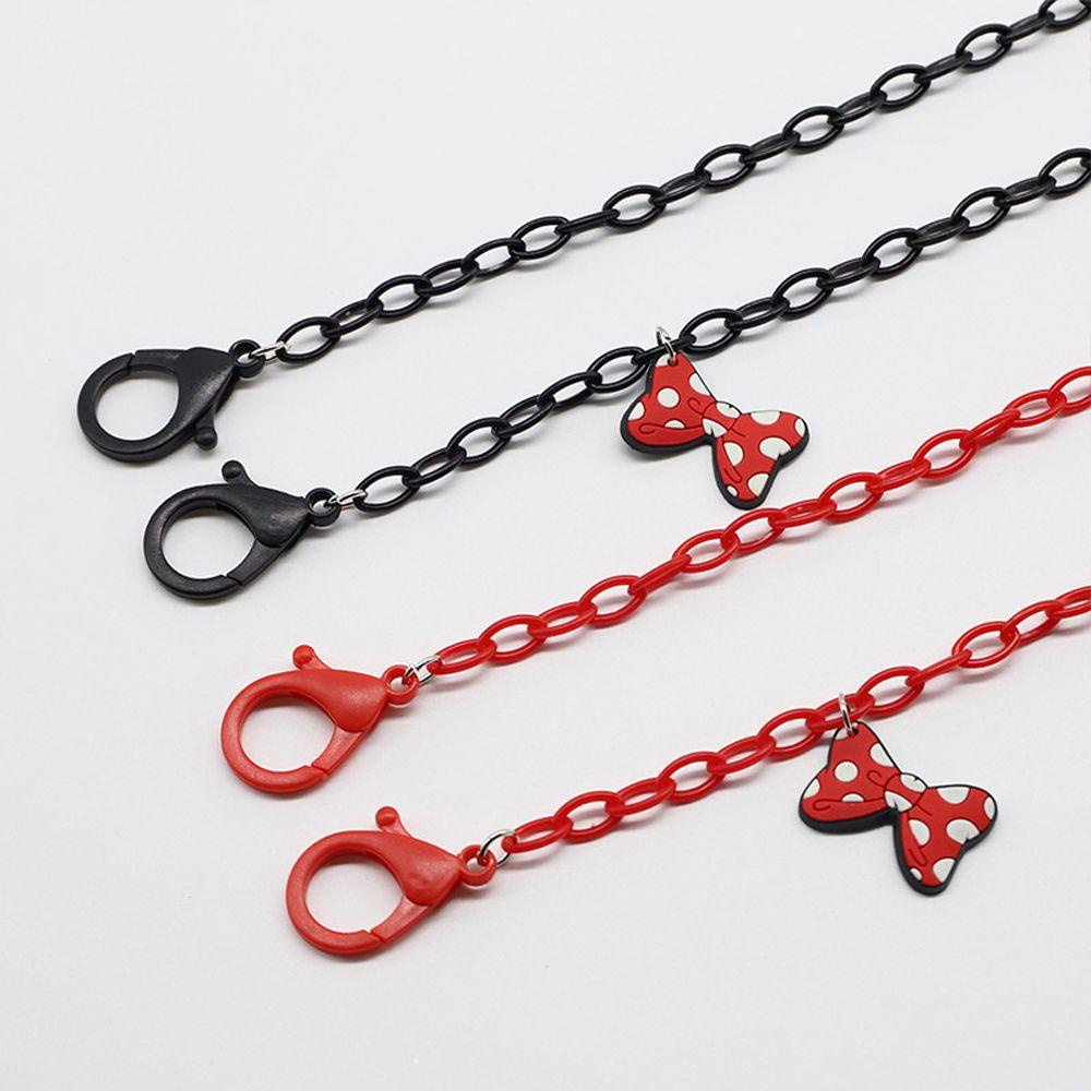 Agustinina Rantai Kacamata Hitam Akrilik Hadiah Kartun Mickey Mouse Kacamata Busur Masker Lanyard