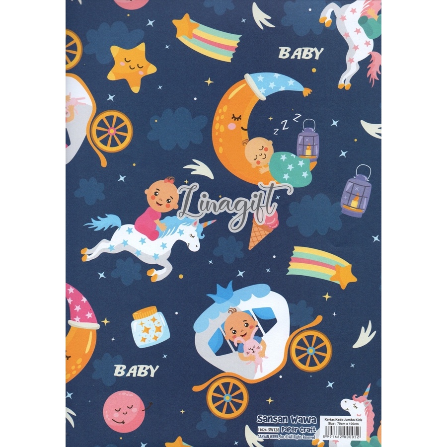 ( 5 Lembar ) JUMBO BABY - KERTAS KADO SANWA - GIFT WRAPPING PAPER SANSAN WAWA BABY BOY GIRL BAYI NEWBORN LAHIR BIRTHDAY