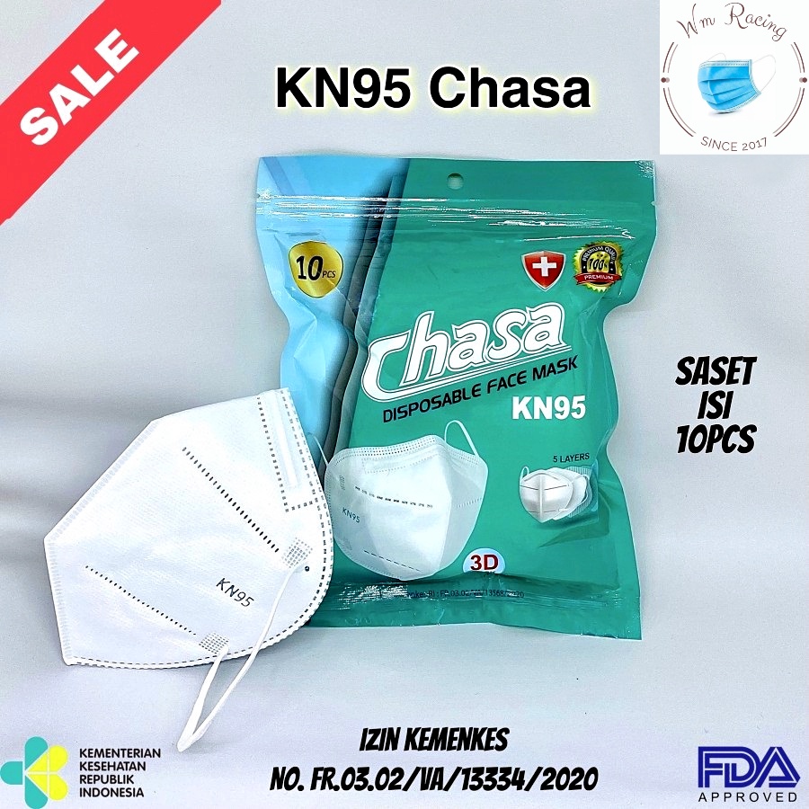 Masker KN95 5Ply Model Sachet Chasa Hygenic Premium Quality izin Kemenkes isi 10pc