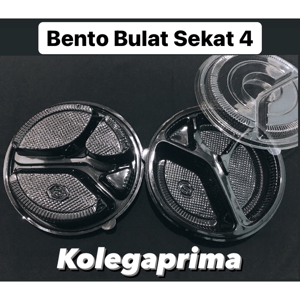 MIKA BENTO BULAT SEKAT 4 + SENDOK/ TRAY BENTO HALF-FORK MURAH ISI 25PCS