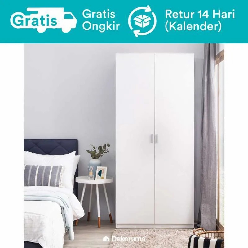 Dekoruma Moku Lemari Pakaian Kayu Olahan 2 Pintu atau Lemari Baju Minimalis