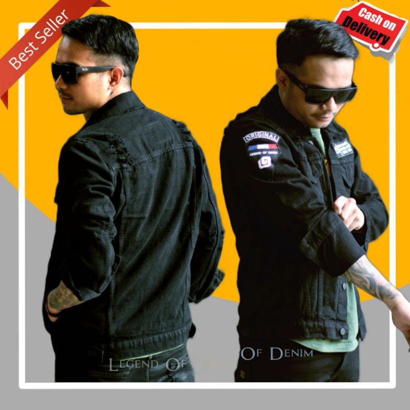 New item Jaket Jeans pria terbaru ripped LOD sobek bordir logo gakuran suzuran genji crowzero