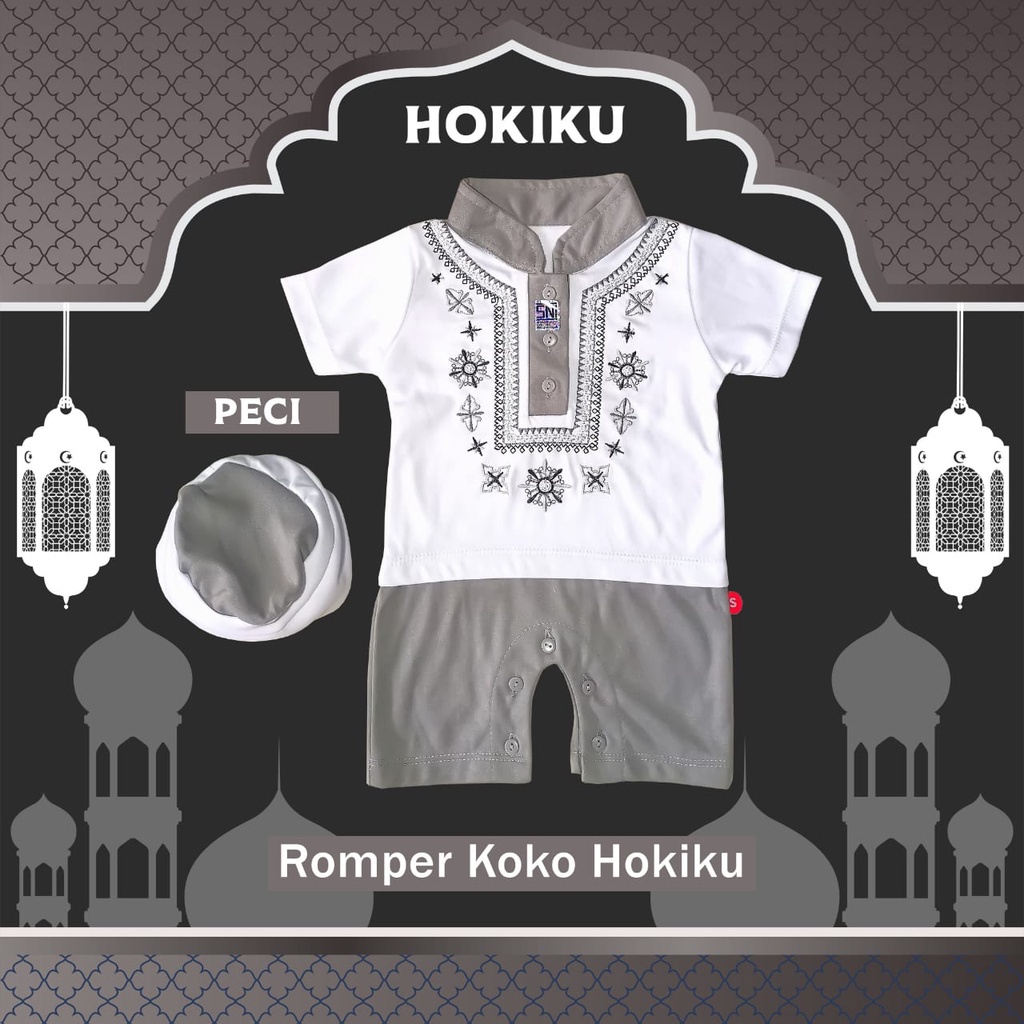 NEW! Romper Koko Bayi Peci PREMIUM / Pakaian Muslim Baju Koko Bayi SNI