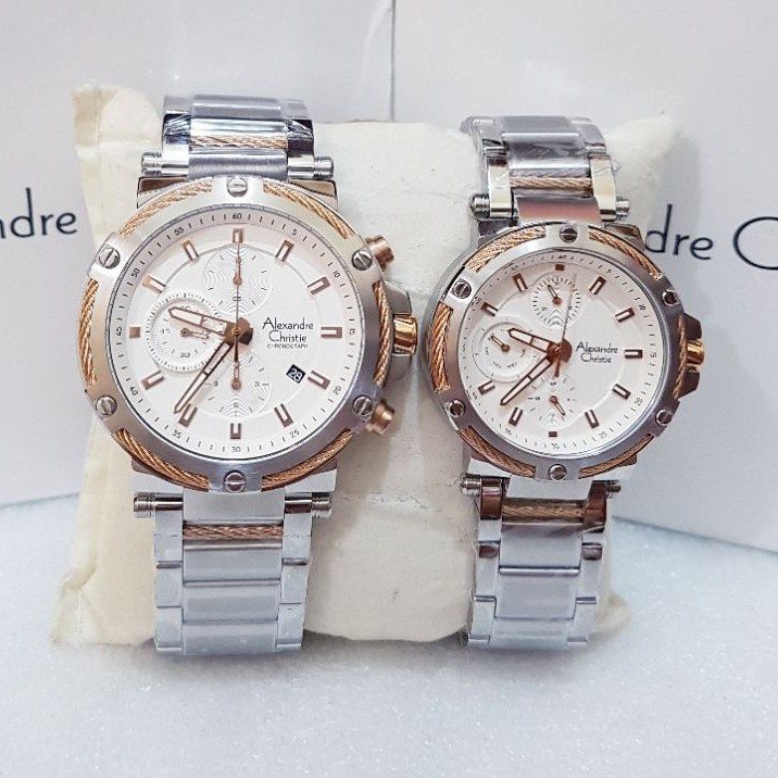 ALEXANDRE CHRISTIE COUPLE AC 6561 SILVER ROSEGOLD JAM TANGAN ALEXANDRE CHRISTIE AC 6561 ORIGINAL