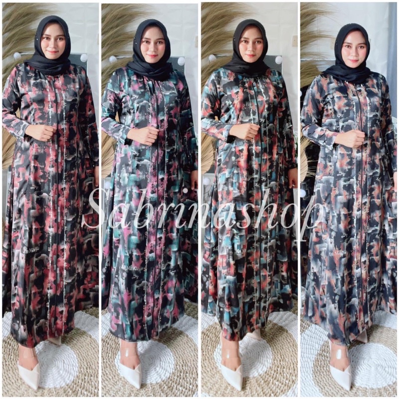 ABAYA MOTIF ABSTRAK DRESS HIKMAT KW