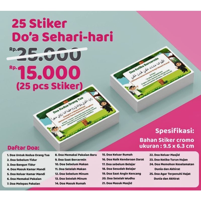 

1 paket isi 25 pcs stiker doa sehari - hari untuk anak