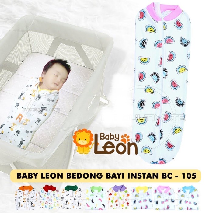 TokoPapin Bedong Bayi Instan Resleting Baby Leon Katun Halus Lembut Praktis Baby Leon