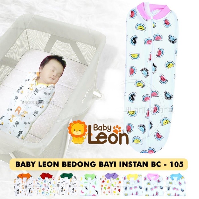 TokoPapin Bedong Bayi Instan Resleting Baby Leon Katun Halus Lembut Praktis Baby Leon