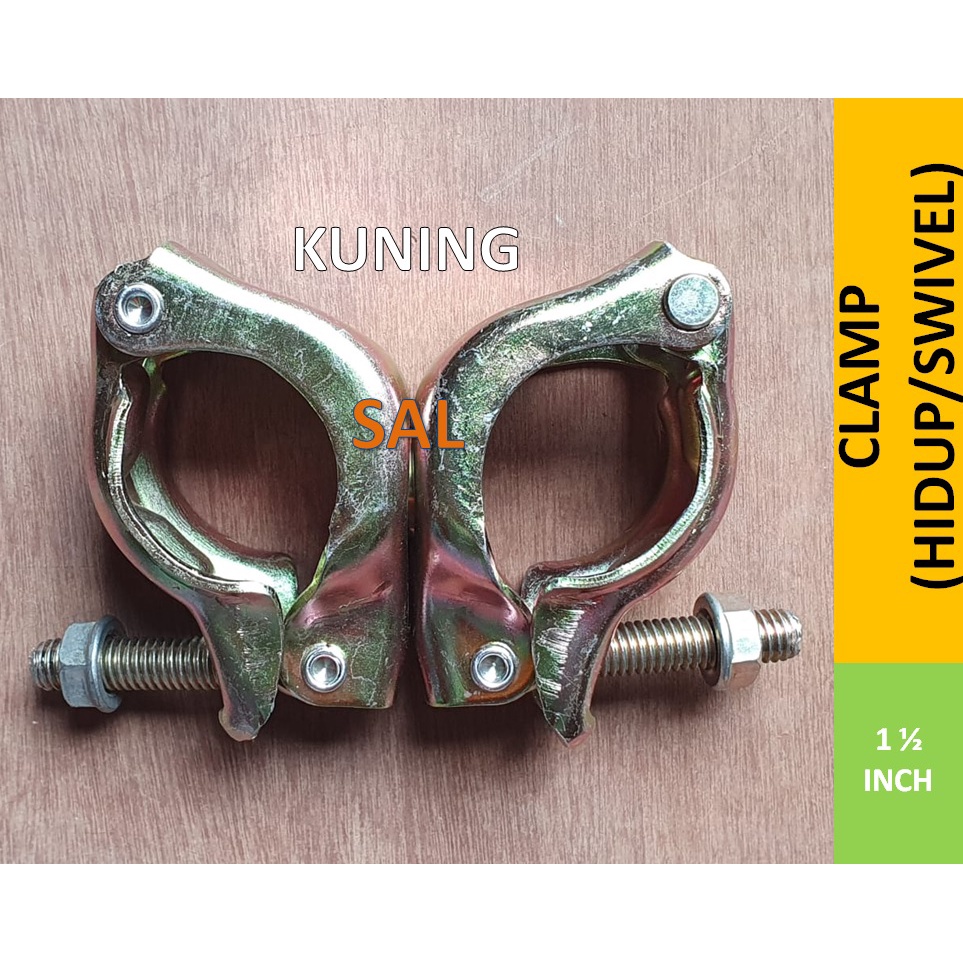 Clamp ( Hidup / Swivel ) 1.5 Inch Scaffolding Steger - KUNING - TEBAL 3.5 MM