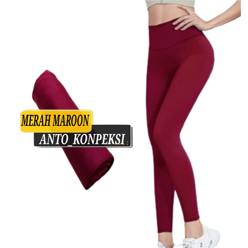 Celana Legging Wanita Spandex Premium Standar &amp; Jumbo BB 35kg - 120kg Termurah / Lejing Hitam