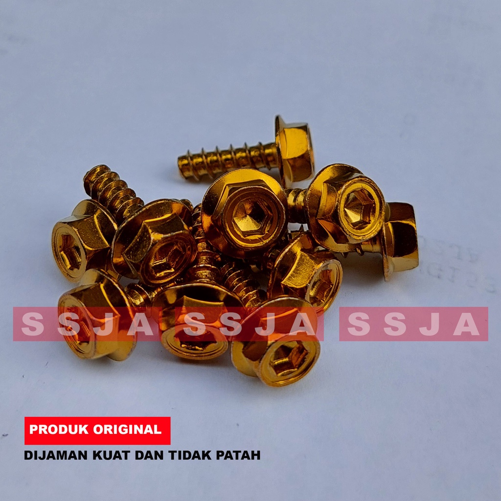 Paket| 10 PCS Baut Klip Body Motor Yamaha / Baut Body Cacing + Kleman Body / Mur Baud Bodi Motor / Baud Body Motor Yamaha / Baut VariasI