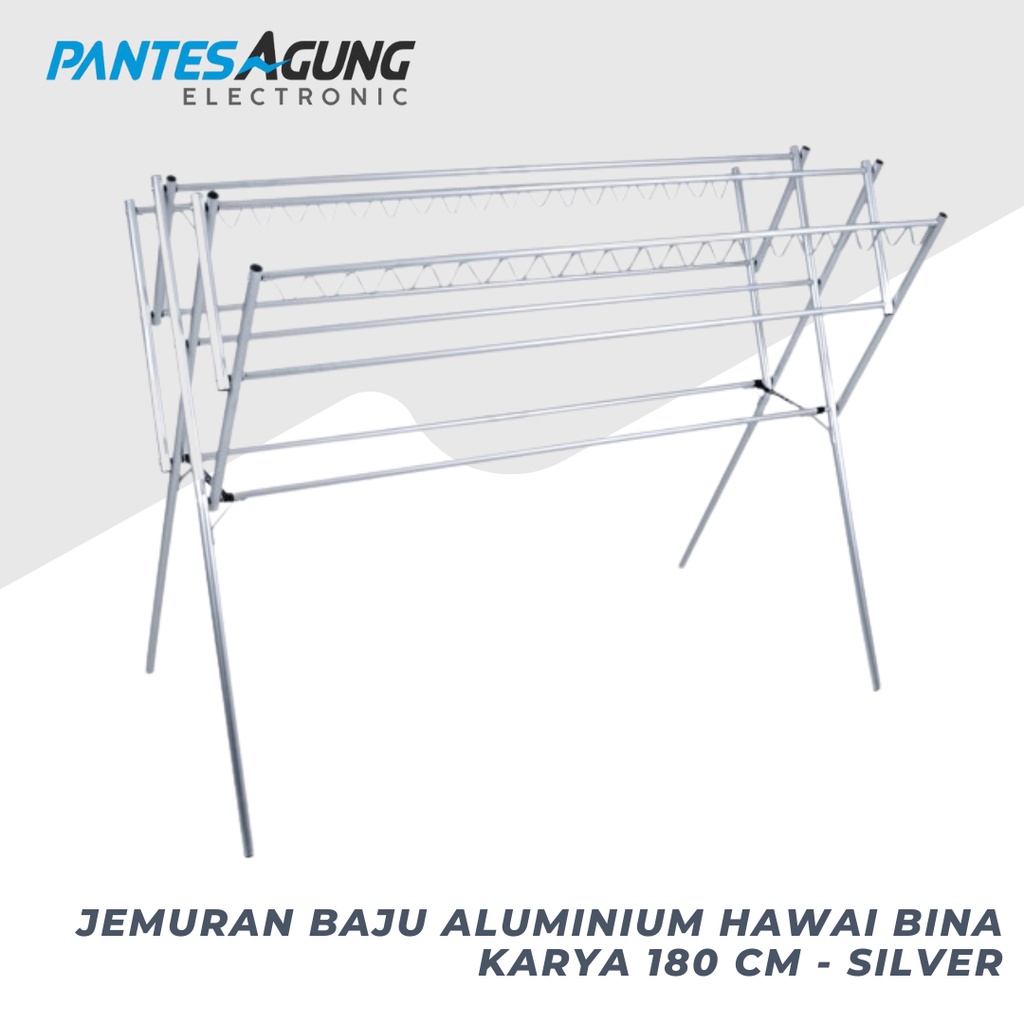 JEMURAN BAJU ALUMINIUM HAWAI BINA KARYA 180 cm - SILVER