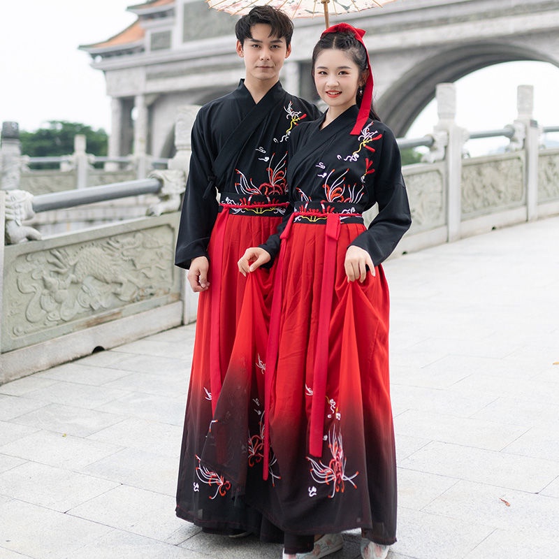 Original women's Han Chinese clothing adult bianhua embroidery waist-high ruqun red and black combo