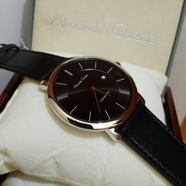 Alexandre christie ac 8589 jam tangan pria , silver black original