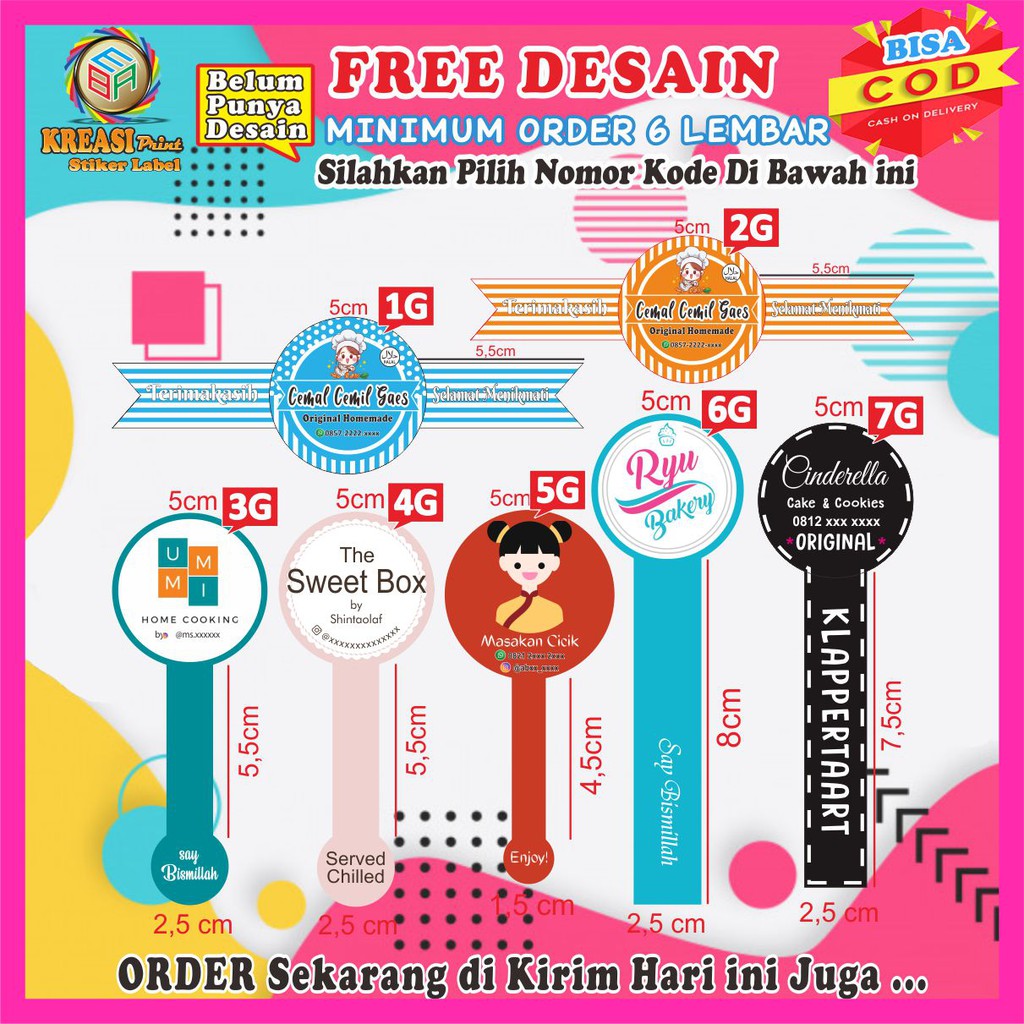

Stiker Label Seal Homemade Sticker Label produk Makanan Minuman Kue Kering Sack Ukuran 1 Lembar A3+