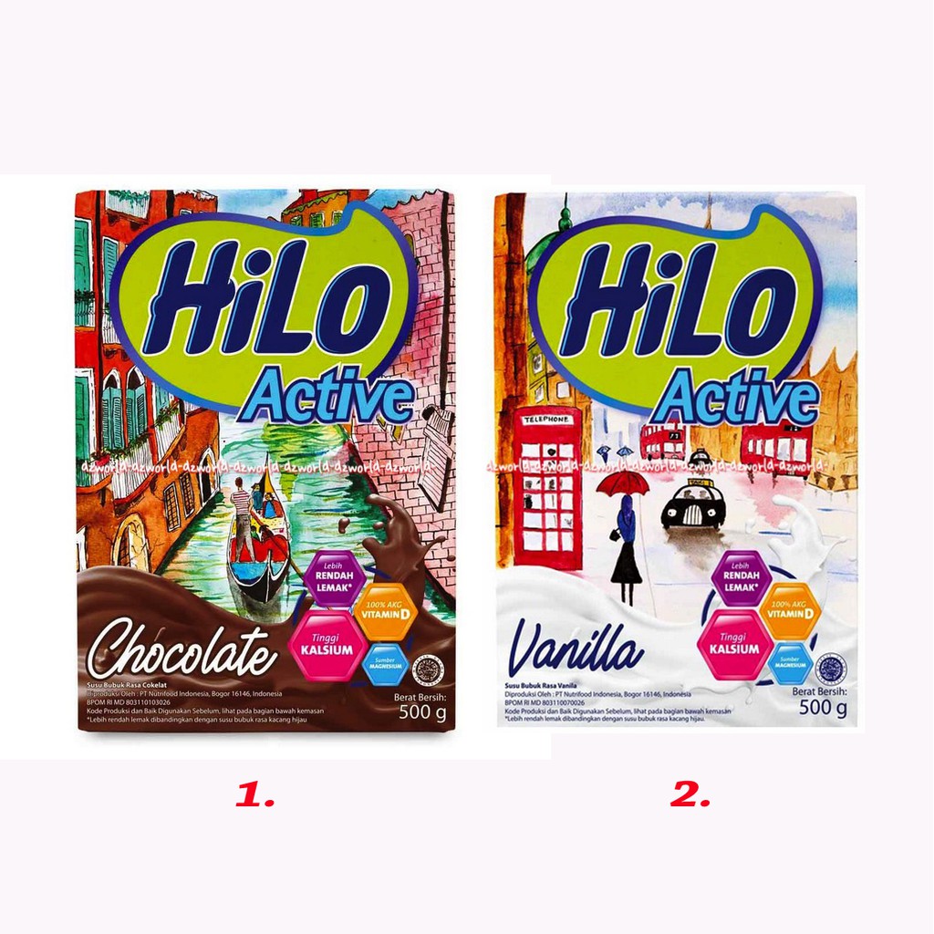 HILO Active Vanilla Coklat 500gr Hi-lo Active Vanila Susu Kalsium Tulang Untuk Remaja Hilo Aktif Susu Rasa Cokelat Vanila 500 gr