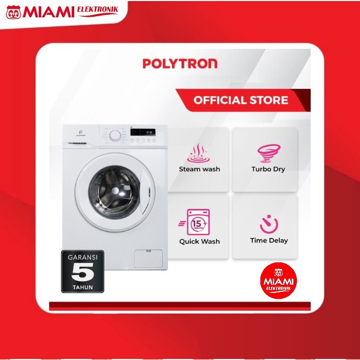 POLYTRON Mesin Cuci PFL7051 /  PFL 7051 Front Load Wonder Wash 7Kg