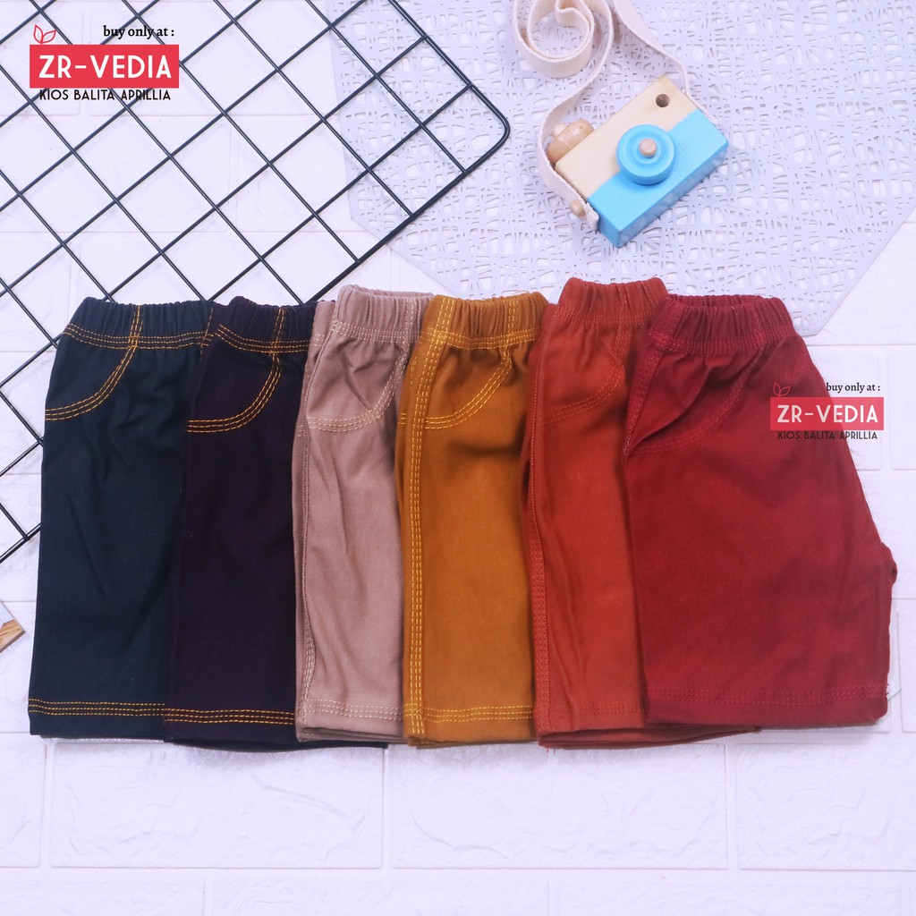 Short Jegging Kids uk. 3-4 Tahun / Celana Pendek Anak Laki Perempuan Pants Jeans Murah Tebal Polos