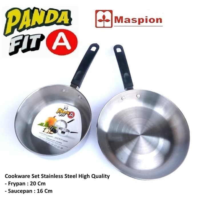 MASPION PANDA FIT A SET MILK PAN 16CM &amp; FRY PAN 20CM
