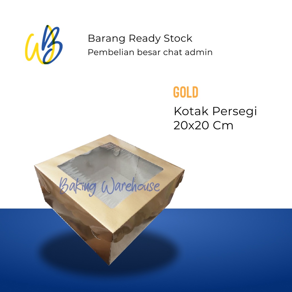

Kotak Kue Gold ( 20 x 20 cm - 10 pcs ) Box Tart Cake Bolu