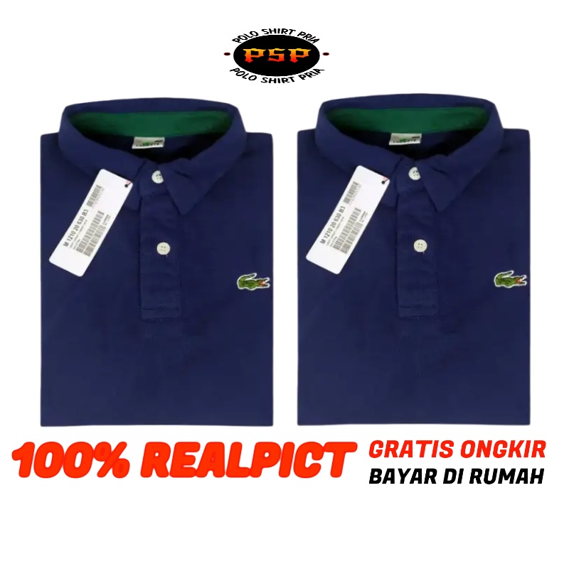 Polo Shirt Cowok Kaos Berkerah Pria Original Katun Lacoste Murah Keren Terbaru M L Xl Xxl