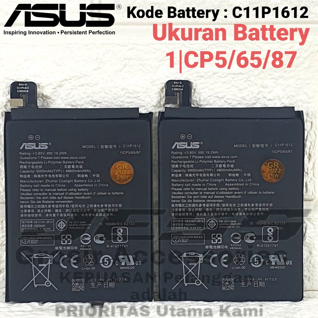 Baterai Original ASUS Zenfone 3 Zoom S 5.5 - ZE553KL - Z01HD - Z01HDA &amp; Zenfone 4 Max Pro 5.5 - ZC554KL - X001D Battery C11P1612