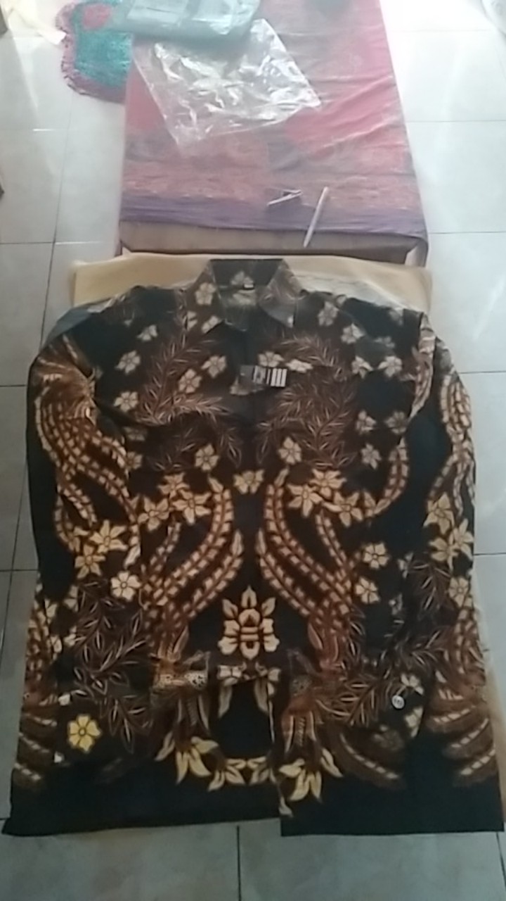 Kemeja Batik Lengan Panjang M L Xl Xxl Jumbo Sogan Halus Kenongo Padi Ulir Megamendung