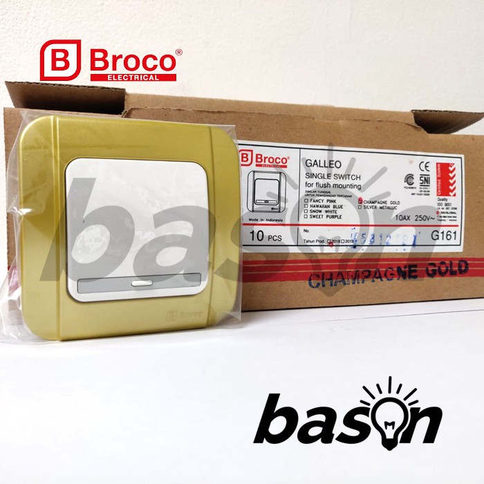 BROCO Galleo Gold / Emas G161 | Saklar 1 Gang 1 Way Switch