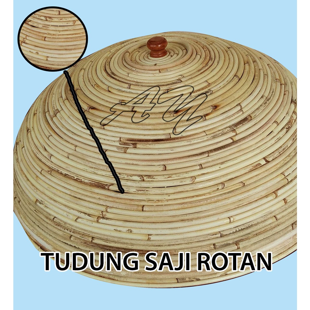 TUDUNG SAJI ROTAN / TUTUP SAJI ROTAN / TUTUP MAKAN ROTAN  (Natural dan Vernis)