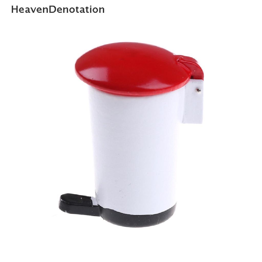 [HeavenDenotation] 1/12 Dollhouse Miniature Kitchen Step on Wooden Bin Garbage Trash Waste Can