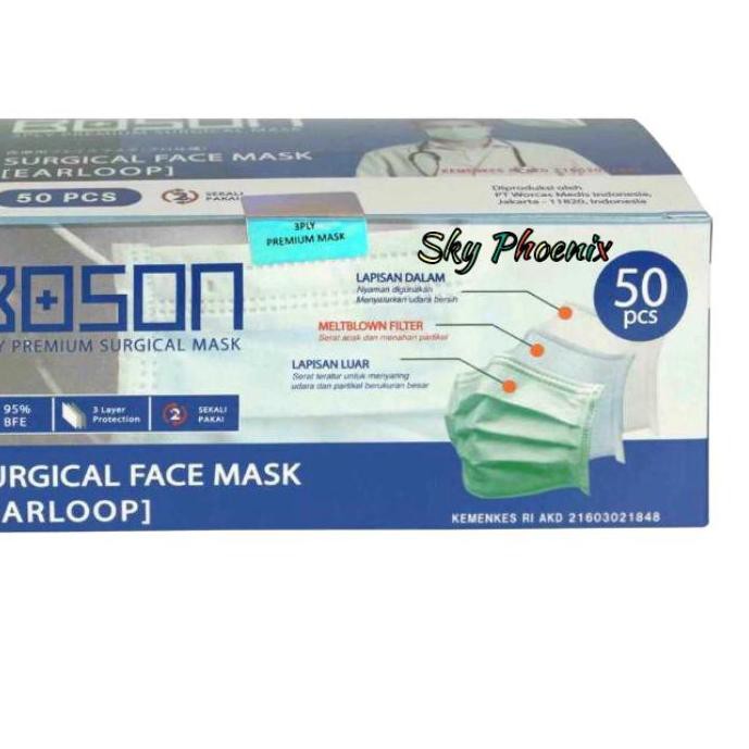 Terbaik Masker Boson Surgical Mask Earloop Isi 50 Lembar....