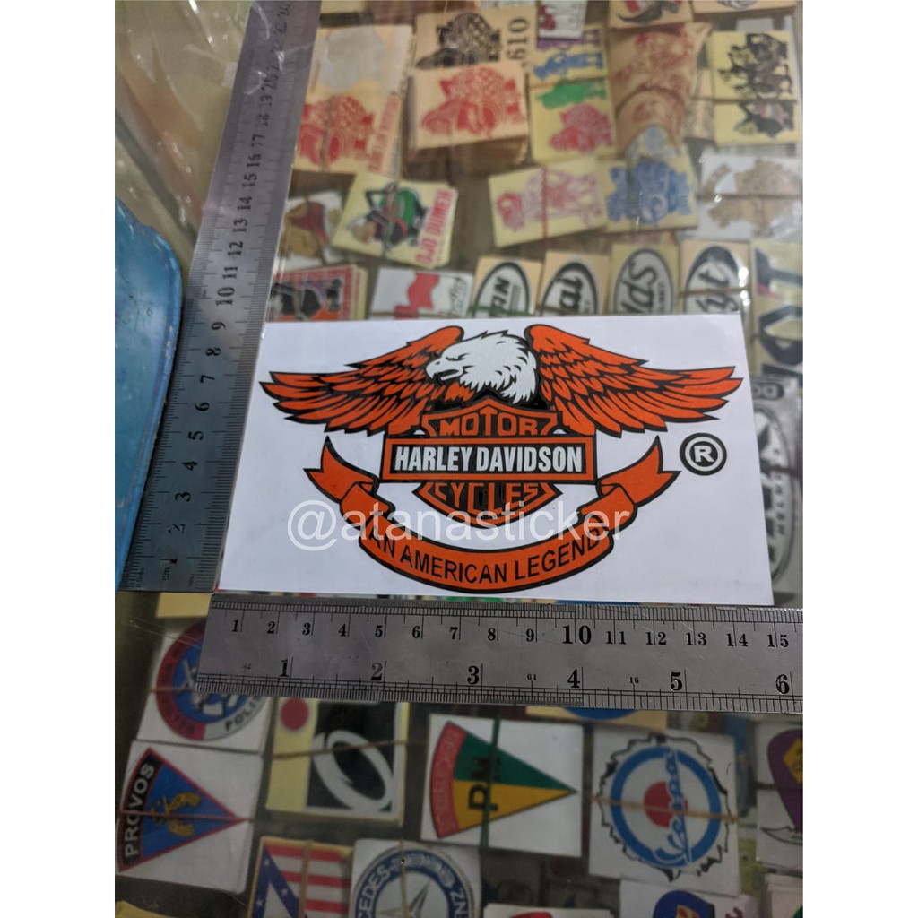 Stiker Cutting Logo Harley Davidson American Legend 15x9cm Nyala Reflective Scotlite Fosfor