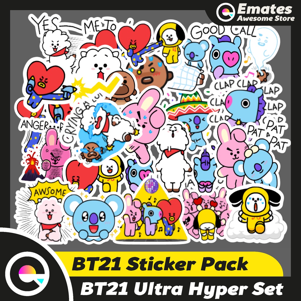 

[50pcs] Stiker Sticker BT21 Ultra Hyper Stiker Pack Aesthetic Laptop Waterproof