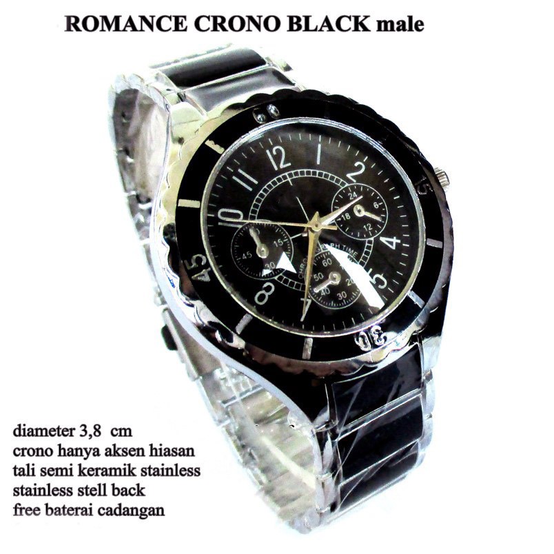 Jam semi keramik romance crono hitam male full set