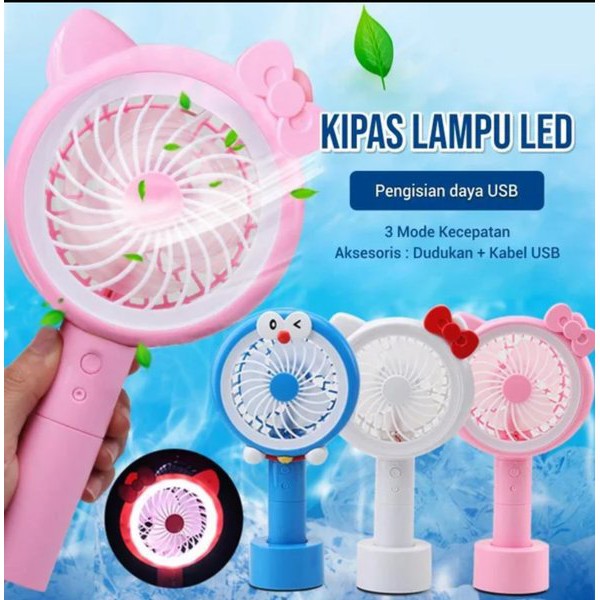 Kipas Mini Genggam Tancap Karakter Fan Led Portable